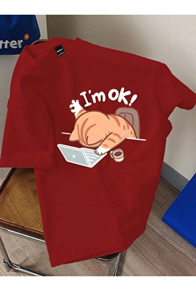 PENTHİLUS I Am Ok Printed Unisex Oversize T-Shirt - Oversize Printed T-Shirt