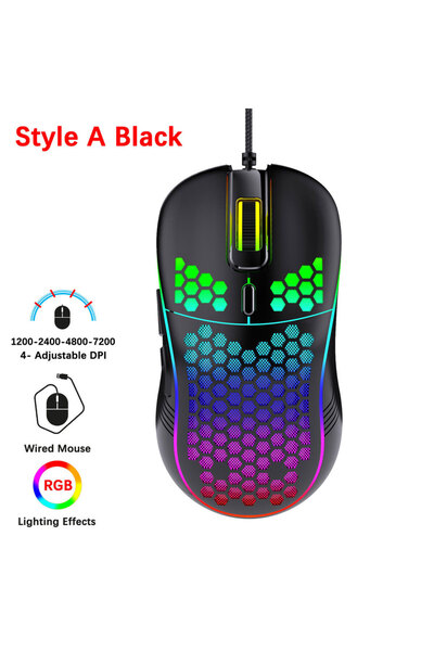 Choice1 ماوس ألعاب سلكي بأسلاك أسود من ستايل إيه، تصميم مريح بستة أزرار، قابل...