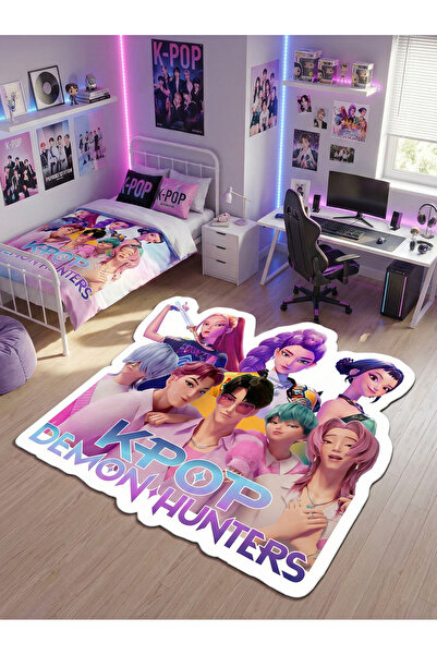 RUGRUMBA Non-Slip Base K-Pop Demon Hunters Themed Machine Washable Teen Room ...