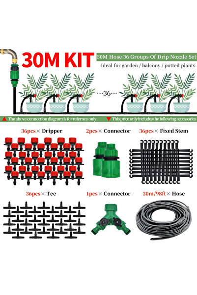 Choice3 30M Garden Drip Irrigation Automatic Watering System Kit Adjustable N...
