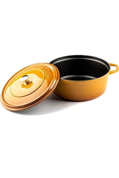 HOSSE Cast Iron Deep Pot 20 cm Yellow - Hs Y Dt 20 Sr