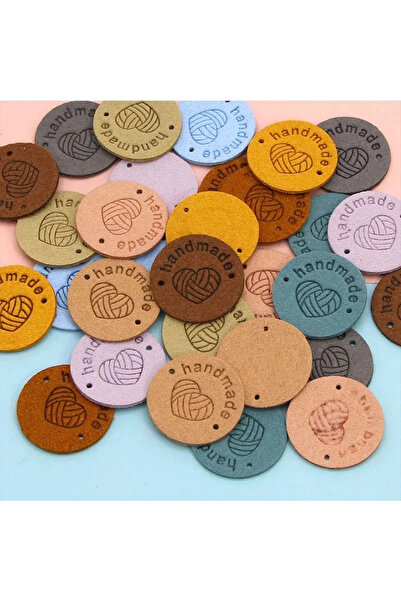 Choice cp3436-20pcs-mix 20Pcs 2.5cm Round PU Cloth Handmade Embossed Tags DIY...