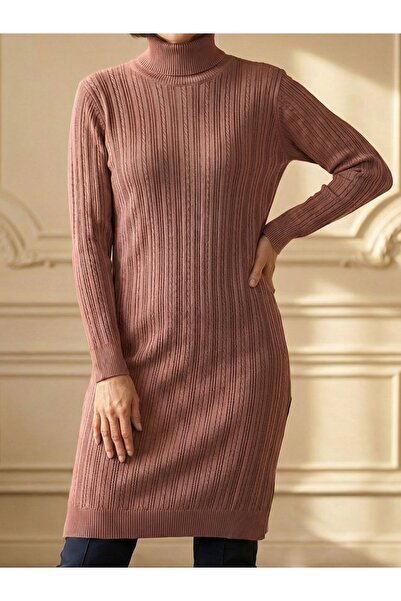 tiriTEK TRİKO Turtleneck Knitwear Tunic / Dusty Rose