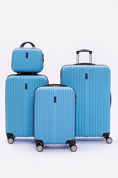 ELATAE 4'lü Valiz Seti Kırılmaz Valiz Büyük - Orta - Kabin Boy ve Makyaj 1020