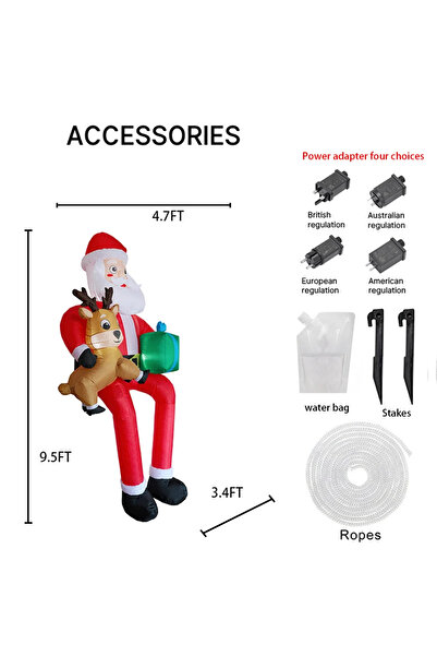 Choice EU 78HW-290XF25009 9.51FT Inflatable Santa Claus Reindeer Toy with LED...