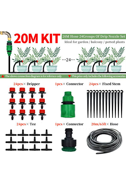 Choice1 20M Garden Drip Irrigation Automatic Watering System Kit Adjustable N...