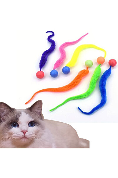 Choice لون سادة- قطعة واحدة لعبة قطط أليفة، كرة مطاطية فلورية على شكل دودة، ل...