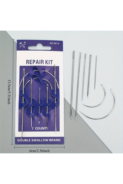 Choice 7pcs 7 Stainless Steel Curved Needles-C-Shaped Large Eye, perfect for ...