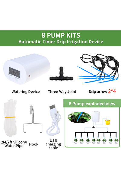 choice2 8 pump kit Automatic Plant Flower Watering Pump Home Sprinkler Drip I...