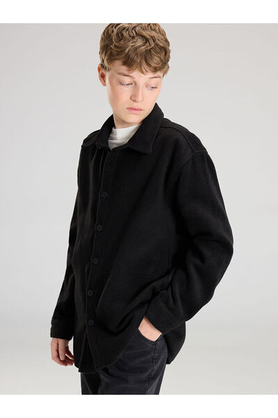 LC Waikiki Güli̇s Gi̇yi̇m'Den Black Basic Boys' Cashmere Shirt Jacket