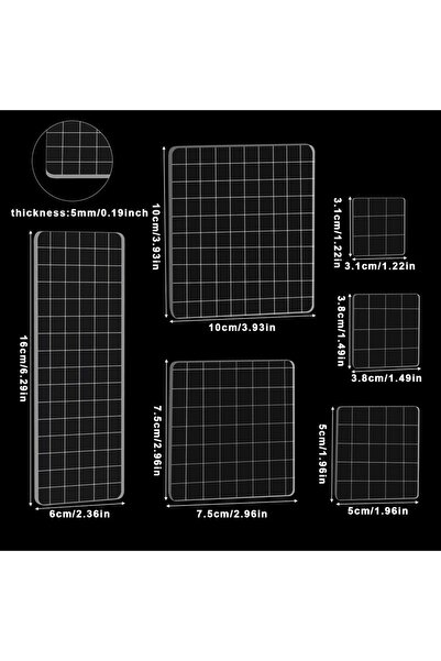 Choice Clear 12pk 15x15cm Clear Acrylic Stamp Blks - Grid Lines for Silicone ...