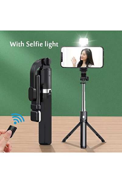Choice حامل ثلاثي القوائم لعصا السيلفي مع إضاءة وجهاز تحكم عن بعد لاسلكي، قاب...