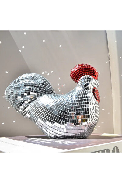 Choice1 تمثال دجاجة فضي إبداعي على شكل كرة ديسكو، مقاس 13.5 × 17 سم، مصنوع من...