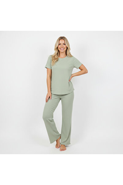 BONBON Women's Jacquard Light Green Color 3-Piece Pajama Set Bb2313