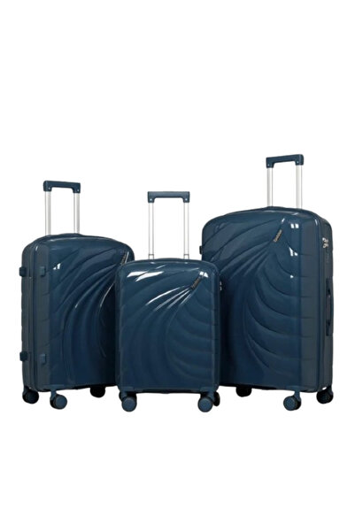 POGAGO Unbreakable 3 Piece PP Luggage Set Hard Shell Suitcase Cabin Medium La...