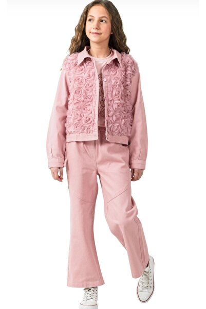 BEGONYA BEBECE KIDS بدلة بناتية مع سترة وقميص وروزيتول