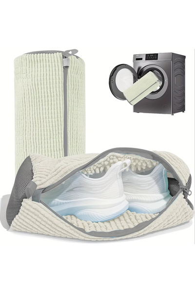 Choice حقيبة غسيل أحذية بيضاء من الألياف الناعمة، قطعة واحدة، قابلة لإعادة ال...