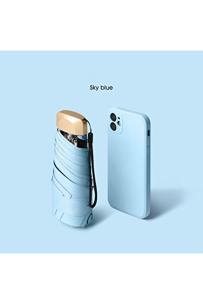 choice2 Sky Blue 1Pc 55% Off Mini Sun Umbrella Pket Rain Umbrella Vinyl Foldi...