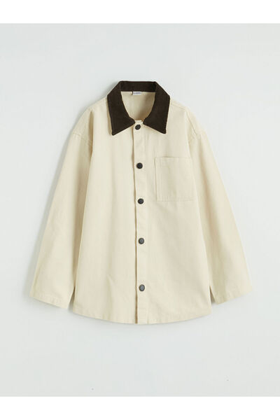 LC Waikiki GÜLİS GİYİM 'DEN Μπεζ Βελούδινο Πουκάμισο-Μπουφάν για Αγόρια με Γιακά