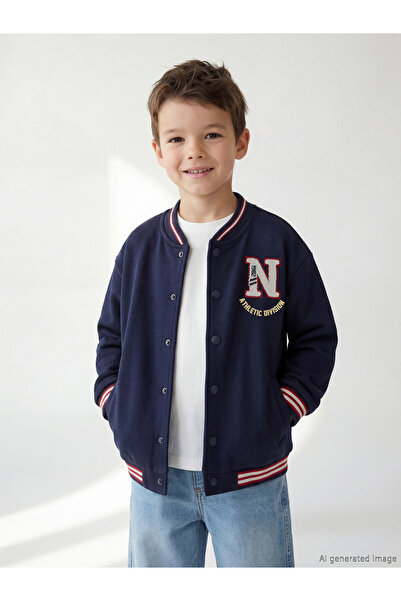 LC Waikiki Rmz Gi̇yi̇m Farkiyla New York Printed Boys' College Jacket