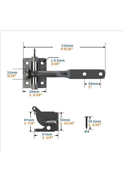 Choice black Auto Gate Latch With Bolt For Pasture Garden Fence Farm Gate Car...