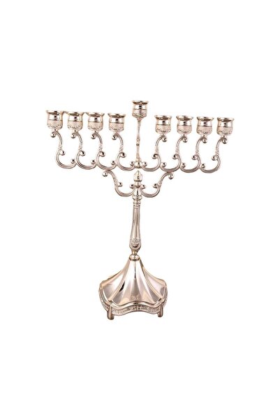 Choice Argent Hanukkah Menorah Candle Stands Tabletop 9 Branches Candle Holde...