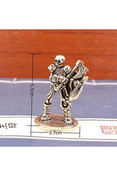 Choice Bronze ♥Vintage Brass Skeleton Warrior Figurines - Medieval Ax-Wieldin...