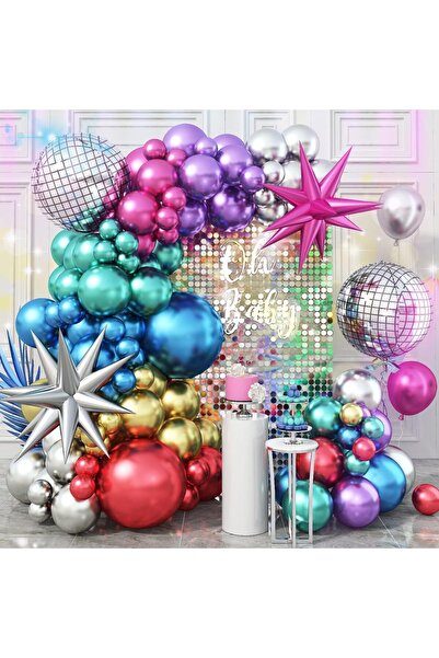 Choice مجموعة زينة قوس بالونات معدنية متعددة الألوان مكونة من 92 قطعة، كما هو...