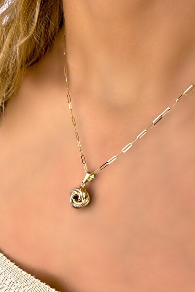 Altınaşkı Ataş Zincirli Aşk Düğümü Altın Kolye