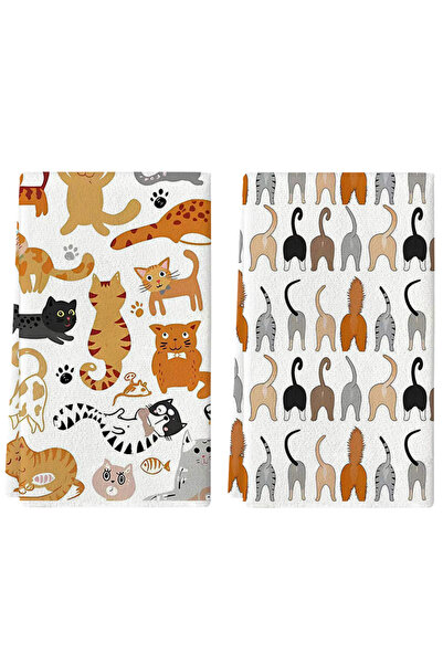 Choice 2pcs WHITE 2Pcs, Cat Party Kitchen Towels, 40Cm*60Cm Towel Set, Super ...