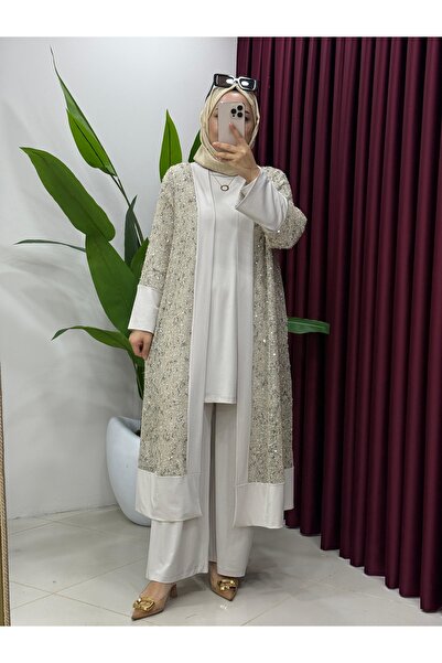 QARİN Payetli uzun hırka