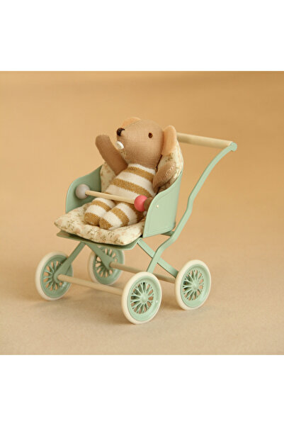 Choice light green 1:12 Miniature Simulated Iron Art Baby Stroller with Mouse...