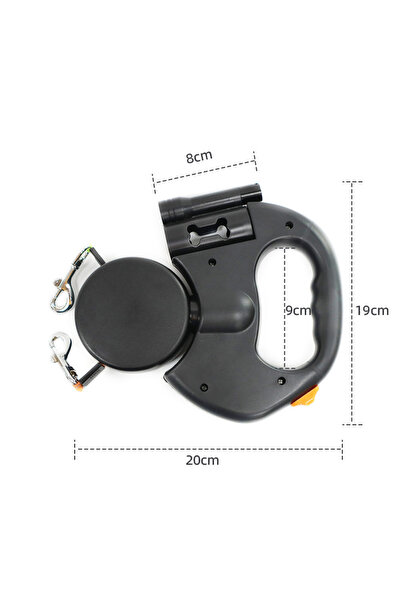 Choice1 حبل جر مزدوج أسود قابل للسحب مع أضواء LED، حبل جر للكلاب، سلسلة للكلا...