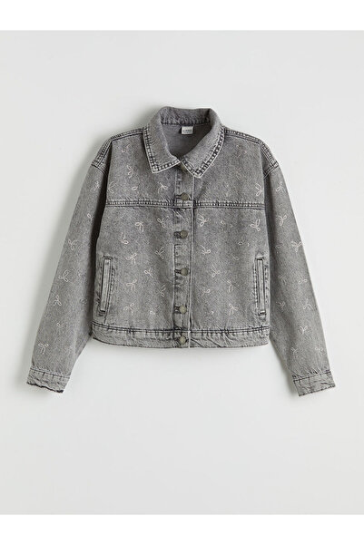 LC Waikiki GÜLİS GİYİM 'DEN Jachetă de blugi pentru fete cu fundă și pietre a...