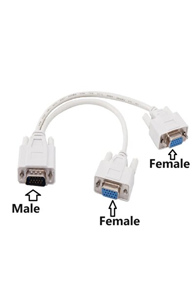 Choice 25cm 25cm 15Pin VGA Male To 2 Vga Svga Female Adapter Splitter Video M...