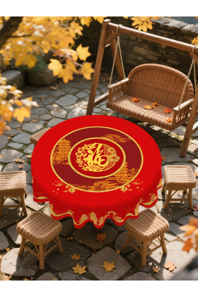 Choice4 152X220Cm Cj001 1 Piece of Chinese Spring Festival Red Round Tableclo...