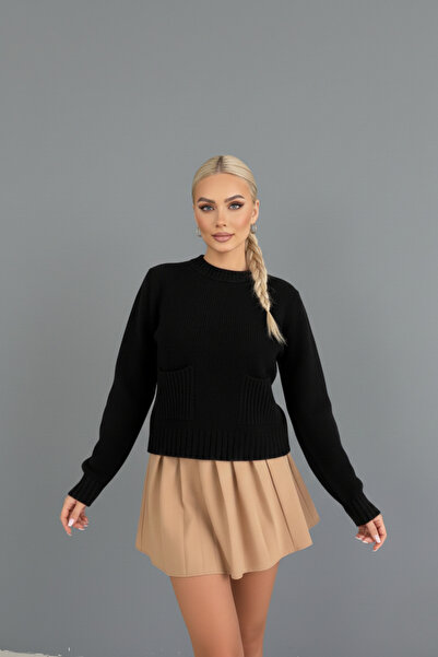 İntive Lingerie Women's Oversize Sweater with Pocket Detail