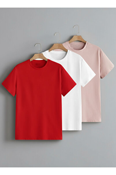 SPORTİVEA 100% Cotton Women's T-Shirt\T-Shirt 3 Pieces Oversize Fit