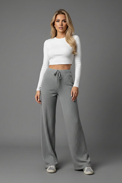 İntive Lingerie Women's Elegant Textured Casual Trousers