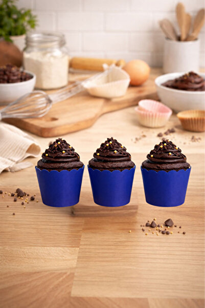 NEWPARİ Lacivert Renk Temalı Cupcake & Muffin Kek Kalıbı Fırında Dağılmaz (25...
