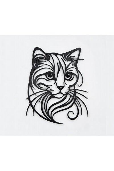 baretepro Decor perete 3d model PORTRET PISICA MINIMALIST, 25x25 cm, negru, p...