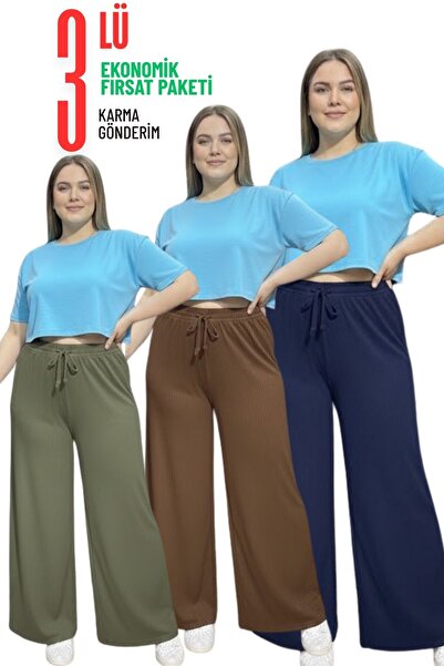 THEBEK Casual Stylish Hair Braid Pants |   Burgu Kumaş |   Battal Size Trouse...