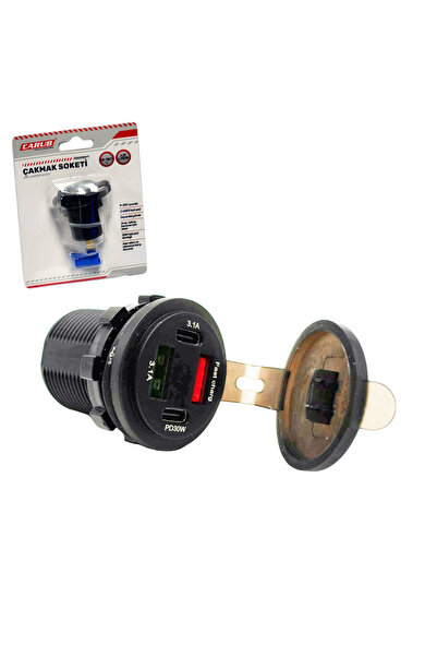 Carub Çakmak Soketi 9-30V Marine Tip Voltmetre + 2 Type-C + 2 USB BR1700817