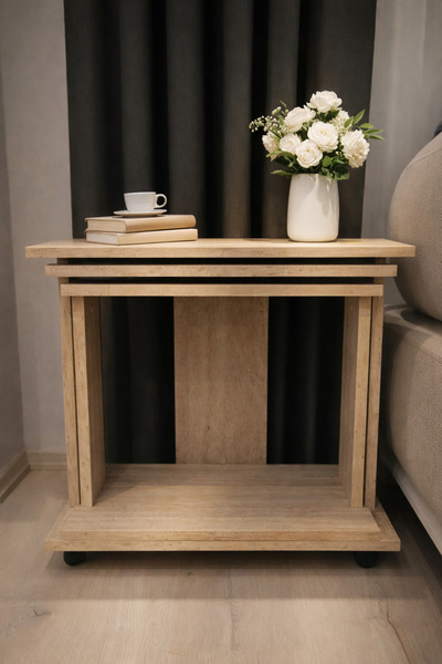 Nenu Nova 3 Lü Yan Sehpa - Koltuk Sehpası - Zigon Sehpa -Çok Amaçlı