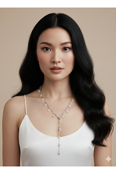 Lujo VIP Y Model Papatya Özel İşlenmeli Kolye