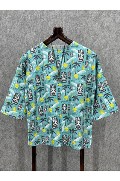 FıttingRoom Oversize Fakir Sleeve Washable Bohemian Cotton Linen Tshirt