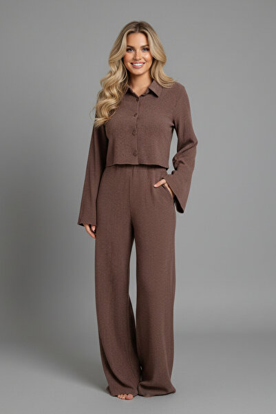 İntive Lingerie Women's Shirt Collar Double Set Suit