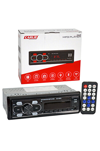 Carub Oto Teyp MP3 Çalar (Bluetooth+2 USB+SD) Kırmızı Işıklı 60Wx4 SX-8800 BR...