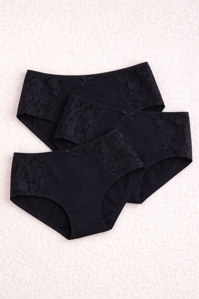 NO BRAND Cotton Lace 3-Piece Women's Panties Set |   Soft & Daily Comfort