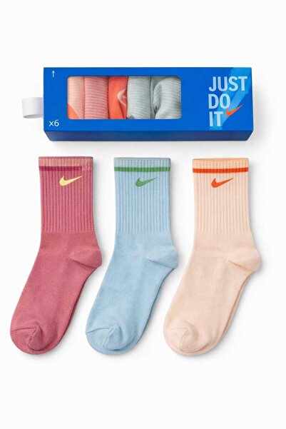 Nike Set of 6 pairs of unisex colorful sports socks, universal size 36–44
